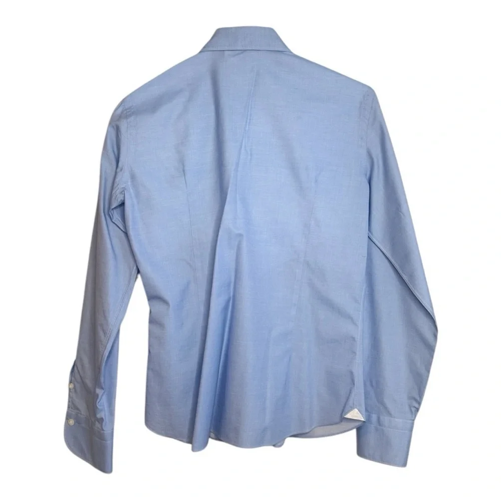 FInamore 1925 AUTHENTIC Tailored Blue Dress Shirt with Pointed Collar. Size 44